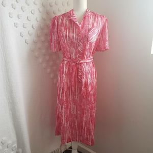 Vintage 70's 80's Pink & White Shirt Dress